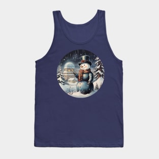 Cute Traditional Vintage Snowman Tank Top